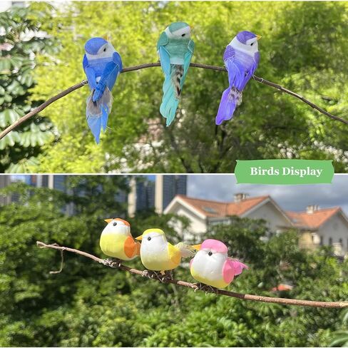LWINGFLYER 12pcs Artificial Simulation Foam Feather Birds 3.5in Mini Love Birds for Craft Home Ornaments Garden Wedding Decoration Embellishing (Claw) in Kuwait