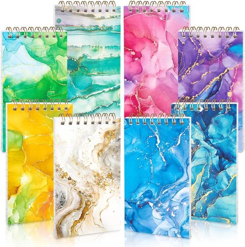 8 قطع من دفاتر الملاحظات الحلزونية الصغيرة، 3 × 5 بوصة دفاتر ملاحظات جيب حلزونية رخامية للكلية دفاتر ملاحظات للنساء هدية اللوازم المدرسية المكتبية in Kuwait