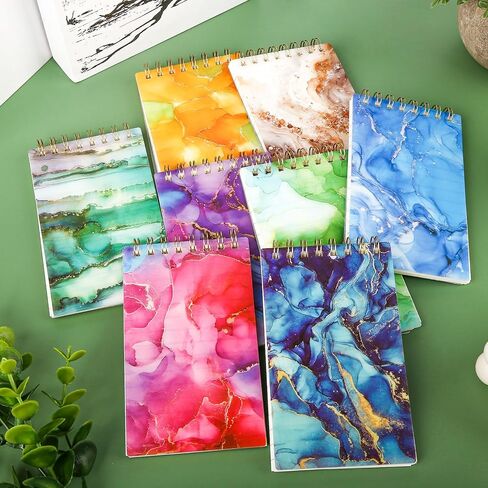 8 قطع من دفاتر الملاحظات الحلزونية الصغيرة، 3 × 5 بوصة دفاتر ملاحظات جيب حلزونية رخامية للكلية دفاتر ملاحظات للنساء هدية اللوازم المدرسية المكتبية in Kuwait