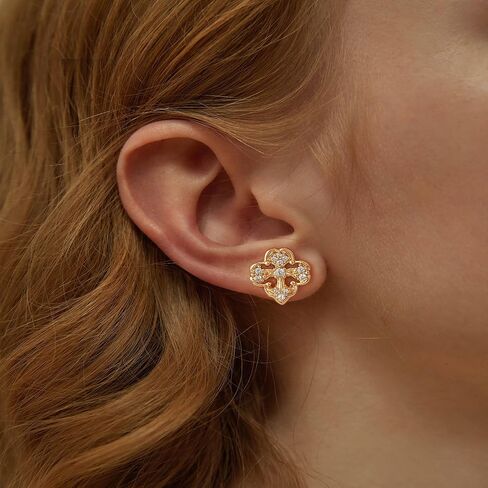 Stud Earrings for Women 14K Gold Plated CZ Stud Dainty Gold Earrings Lightweight Hypoallergenic Earrings for Women Trendy Star Cross Shell Nail Screw Pearl 925 Sterling Silver Jewelry Gifts for Girls in Saudi Arabia