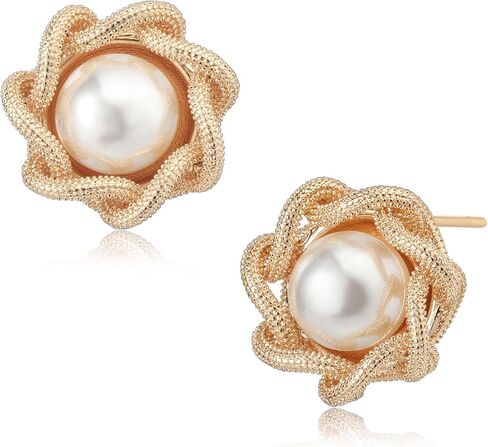 Stud Earrings for Women 14K Gold Plated CZ Stud Dainty Gold Earrings Lightweight Hypoallergenic Earrings for Women Trendy Star Cross Shell Nail Screw Pearl 925 Sterling Silver Jewelry Gifts for Girls in Saudi Arabia