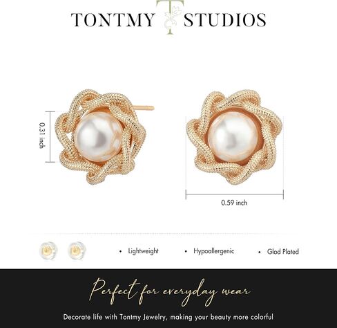 Stud Earrings for Women 14K Gold Plated CZ Stud Dainty Gold Earrings Lightweight Hypoallergenic Earrings for Women Trendy Star Cross Shell Nail Screw Pearl 925 Sterling Silver Jewelry Gifts for Girls in Saudi Arabia