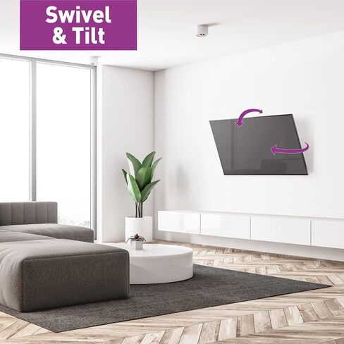 Barkan TV Wall Mount, 13 - 43 inch Full Motion Articulating - 4 Movement Flat / Curved Screen Bracket, Holds up to 55 lbs, Patented, UL Listed, Fits LED OLED LCD, black (2400.B) in Saudi Arabia