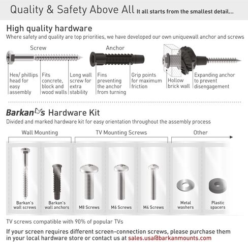 Barkan TV Wall Mount, 13 - 43 inch Full Motion Articulating - 4 Movement Flat / Curved Screen Bracket, Holds up to 55 lbs, Patented, UL Listed, Fits LED OLED LCD, black (2400.B) in Saudi Arabia