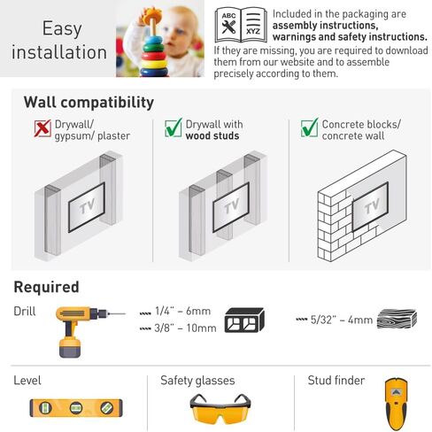 Barkan TV Wall Mount, 13 - 43 inch Full Motion Articulating - 4 Movement Flat / Curved Screen Bracket, Holds up to 55 lbs, Patented, UL Listed, Fits LED OLED LCD, black (2400.B) in Saudi Arabia