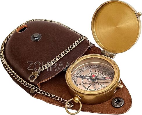 ثق في الرب من كل قلبك - الأمثال 3: 5-6 بوصلة مع حقيبة جلدية، بوصلة تخييم نحاسية، هدايا دينية منقوشة للابن والحفيد والابنة، وهدايا يوم التخرج للأولاد والبنات in Kuwait