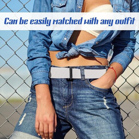 No Show Women Adjustable Elastic Belt Invisible Belt Stretch Waist Belt with Flat Buckle for Pants Jeans Dresses in Saudi Arabia
