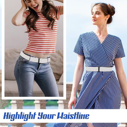 No Show Women Adjustable Elastic Belt Invisible Belt Stretch Waist Belt with Flat Buckle for Pants Jeans Dresses in Saudi Arabia