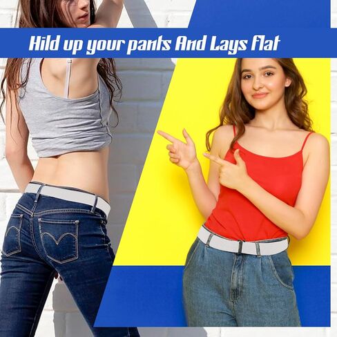No Show Women Adjustable Elastic Belt Invisible Belt Stretch Waist Belt with Flat Buckle for Pants Jeans Dresses in Saudi Arabia
