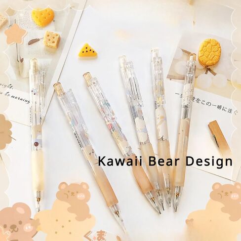 أقلام رصاص ميكانيكية من Kawaii Caramel Bear، ذات نقطة رفيعة (0.5 مم)، عدد 6، قلم رصاص ميكانيكي كبير للعودة إلى المدرسة أو العمل، عدد واحد (عبوة من 6) in Kuwait