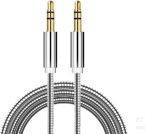 Cotchear 3.5mm Audio Cable Male to Male Cable 1M/3.3FT Stainless Steel Spring Hose Gold Plug Stereo Cable for Car Aux Cord, Speaker, Headphones, Phone (Gold) in Saudi Arabia