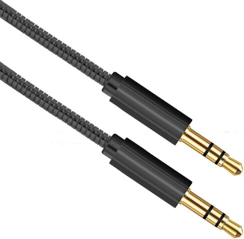 Cotchear 3.5mm Audio Cable Male to Male Cable 1M/3.3FT Stainless Steel Spring Hose Gold Plug Stereo Cable for Car Aux Cord, Speaker, Headphones, Phone (Gold) in Saudi Arabia