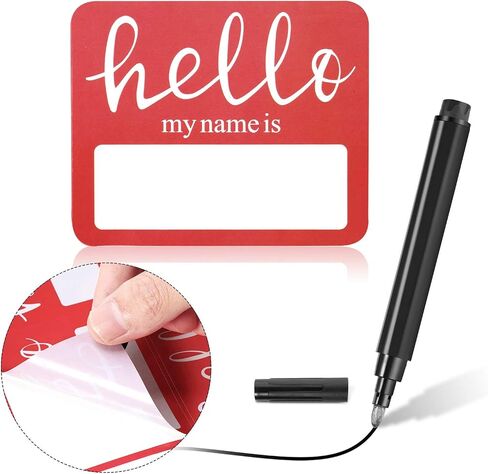 120 قطعة من علامات Hello Name مع قلم تحديد أسود، Hello My Name is ملصقات ملصقات لأسماء الأطفال حديثي الولادة للمدرسة والمكتب والمنزل (أحمر) in Saudi Arabia