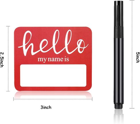 120 قطعة من علامات Hello Name مع قلم تحديد أسود، Hello My Name is ملصقات ملصقات لأسماء الأطفال حديثي الولادة للمدرسة والمكتب والمنزل (أحمر) in Saudi Arabia