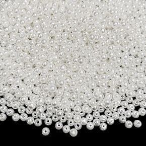 2000pcs Pearl Beads 4mm Round Loose Pearl Beads with Hole for DIY Bracelet Necklace Jewelry Making Supplies Handmade Craft (Beige)
