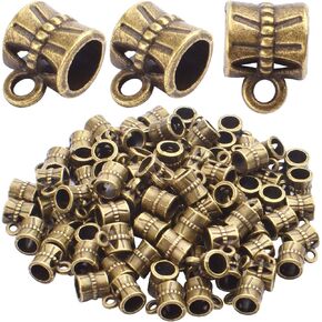 100cs Antique Brown Bail Beads Bracelets Charms Dangle Connectors Tibetan Spacer Beads for Jewelry Making Crafts DIY