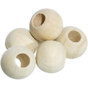 20 Pack of 1 Inch Natural Wooden Round Ball Spacer Beads - Charms for DIY Crafts