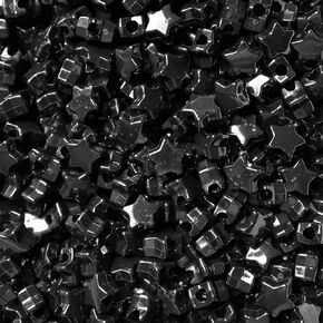 Star Beads Black Opaque 13mm Pony Beads Large Hole Made in USA (B07859)
