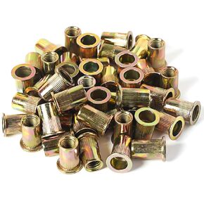 120PCs Carbon Steel 1/4-20 Rivet Nuts Zinc Plated Head Insert Nutsert Rivnuts 1/4-20UNC