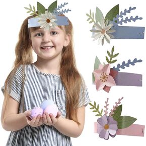 Cheerland 12 Pack Glitter 3D Flower Headband Floral Crowns Set Pastel Flower Headbands Girls' Birthday Parties Tea Parties, Princess Woodland and Fairy Theme Parties Tiara Accessories Party Decoration
