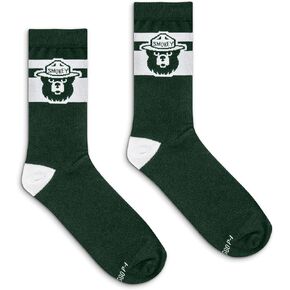 Tee Luv Men's Smokey Bear Mascot Novelty Crew Socks (Green/White)