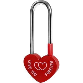 Red 3.5" 50mm Love Padlock Single Heart Lock,Love-You-Forever Metal Padlock for Lovelock Bridge,Wedding & Anniversary(Keyless)