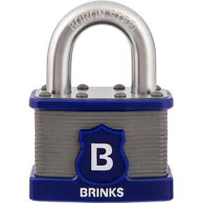BRINKS - 50mm Commercial Laminated Steel Padlock - TPE Jacket and Hardened Boron Steel Shackle