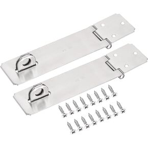 MECCANIXITY 5 Inch Stainless Steel Thick Door Latch Hasp Lock Heavy Padlock Clasp with Screws for Cabinet Closet Gate, Silver Pack of 2
