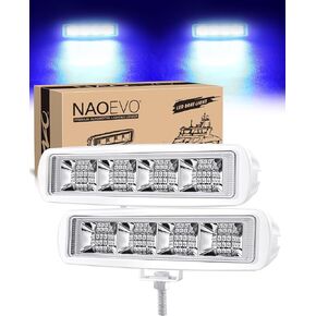 NAOEVO Led Boat Lights Waterproof, 6Inch 34W 4200LM Marine Led Light Bar, 150° Flood Beam Marine Lights for Boats Pontoon Deck Dock Truck ATV Jeep Tractor, 1 Year Warranty, 2 Pcs (Blue)