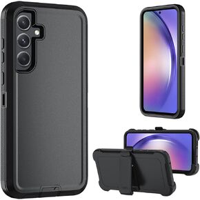 for Samsung Galaxy A55 5G case,A55 5G Heavy Duty case,with Belt-Clip and Tempered Glass Screen Protector, [Military Grade Protective ] [Shockproof] [Dropproof] [Dust-Proof] (Dark Blue)