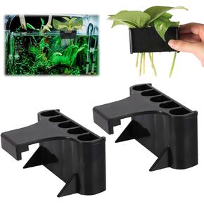 2pcs Aquarium Plant Holder, 5 Holes Top Rimmed Aquarium Floating Planter Box Plastic Aquatic Plant Cup Holder Hanging Aquarium Plant Basket Rack Stand Hanger Accessory for Fish Tank Decorations
