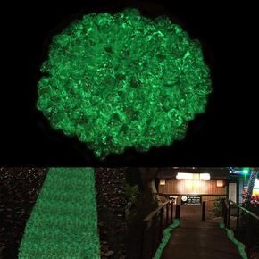 10 LB Glow in the Dark Stones - 0.3-0.8"Natural Glow Rocks Pebbles for Outdoor Garden Landscaping Walkway & Indoor Decorative Glowing Stones for Aquarium Fish Tank Halloween Decor DIY Green