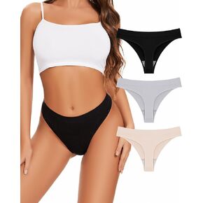 Sunm Boutique Women's Seamless Thong High Waisted Underwear Breathable No Show Soft Panties 3/6/10 Pack