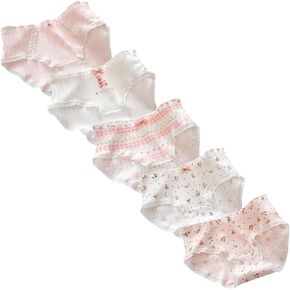 Women’s Underwear Cotton Panties Lace Trim Flower Print Cute Kawaii Japanese Underwear 5 Pack
