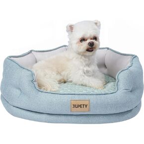 Jiupety Cooling Bed for Indoor Cats with Summer Cooling Mat, Round Cozy Small Dog Bed Made of Luxury Fabrics, Keeping Cooling for Kitten and Puppy, M (20"×19"×6"), Green.