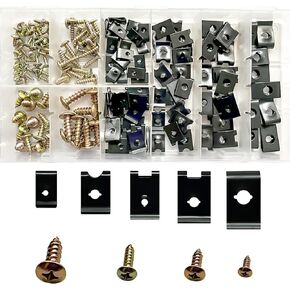 BRT Bearingshui 170 قطعة من مجموعة متنوعة من صواميل السيارة والمسمار على شكل حرف U، 9 أحجام مختلفة لصمولة على شكل حرف U وأجزاء بديلة لمشبك المسمار للوحة باب لوحة القيادة الداخلية in Kuwait