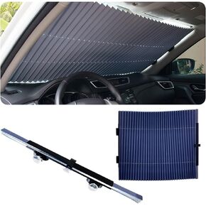 Retractable Windshield Sun Shade for Car, 25 Inch Sunshade Protector Blocks 99% UV Rays to Keep Your Car Cool, Car Accessories for Window Sun Protection with Suction Cups