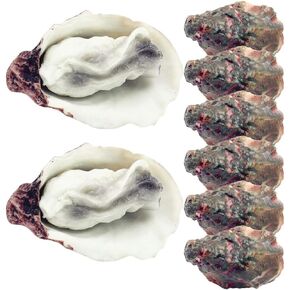 8Pcs Artificial Oysters Model Fake Shellfish Seafood Photography Prop Simulation Oysters Prop for Kitchen Home Party Decorations