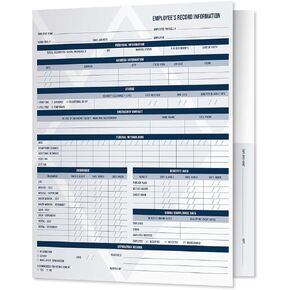 Professional Employee Record Folders / 25 Preprinted Folders / 9.5" x 11.5" Discreet Fill in Personnel Folders/Made in The USA