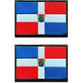 2 Pcs Dominican Republic Flag Embroidered Patch Dominicans National Military Uniform Iron On Sew On Emblem 3.5x2.5 inch for Jackets Jeans Clothing Hat Sewing Ironing(Dominican) in Saudi Arabia