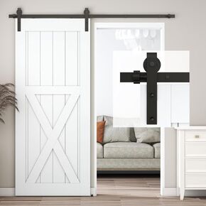 6FT Sliding Barn Door Hardware Kit for Single Door-Sturdy&Smoothly&Quietly-Heavy Duty-Easy to Install, Fit 36"-40" Wide Door（J Shape Hanger