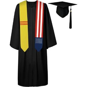 72 Inch South Vietnam Flag and USA Flag Graduation Sash Unisex Adults Graduation Stole Scarf International Class of 2024 (Not Include Baccalaureate Gown and Hat)