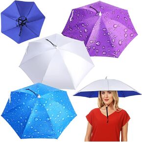 Reginary 3 Pieces Fishing Umbrella Hat 30 inch Adjustable Head Umbrella Foldable UV Protection Umbrella Cap for Golf Camping Beach Gardening Sunshade Outdoor Adults Kids