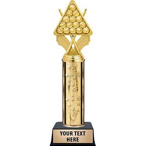 Billiard Trophy, 11" Gold Stars Billiards Trophy Award, Customize Now Prime