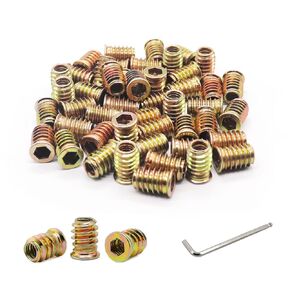 1/4-20 Threaded Insert for Wood - 50pcs Nut Inserts for Furniture, with Hex Socket Drive(Bronze, 1/4-20 x 20mm)