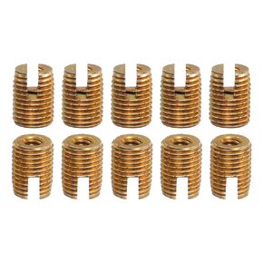 uxcell Self Tapping Threaded Inserts, 15pcs Inner M10-1.5 Outer M14x18 Carbon Steel Slotted Thread Repair Inserts Nuts