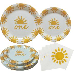 60 Pcs First Trip Around The Sun Party Tableware Set, Boho Sun Birthday Party Decoration,Sunshine Party Supplies Plates Napkins Perfect for 1st First Trip Around The Sun Party