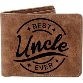 To My Uncle Gifts,Leather Wallet for Men, Engraved Personalized Leather Wallet,Father's Day Gift, Birthday Gifts,Christmas Gifts,Gifts for Uncle from Nephew Niece (Thanks Uncle)