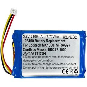 DC 3.7v 2100mAh Rechargeable Lithium Battery Replacement for Logitech MX1000 MX-1000 M-RAG97 Wireless Bluetooth Mouse 190247-1000, 190247-B000, L-LB2, NTA2253