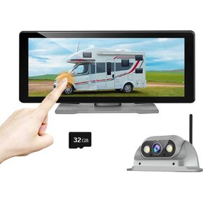 Full View Display Wireless Backup Camera System: Pro Version FHD 1080P 10.26-inch Touch Monitor No Button & Wide View Recording Reverse Camera Stable Signal Transmission with RV Truck Trailer